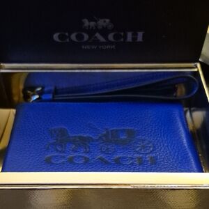Coach Cobalt Blue Leather Wristlet